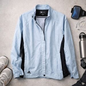 Adidas ClimaProof Storm Jacket Light Blue Women’s Medium Windbreaker